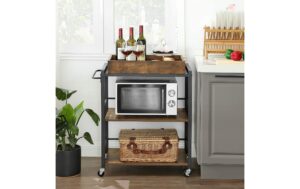 Vasagle Bartrolley mit einem Tablett 65 x 40 x 86 cm, Traglast 15kg pro Boden