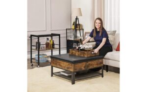 Vasagle Bartrolley mit einem Tablett 65 x 40 x 86 cm, Traglast 15kg pro Boden