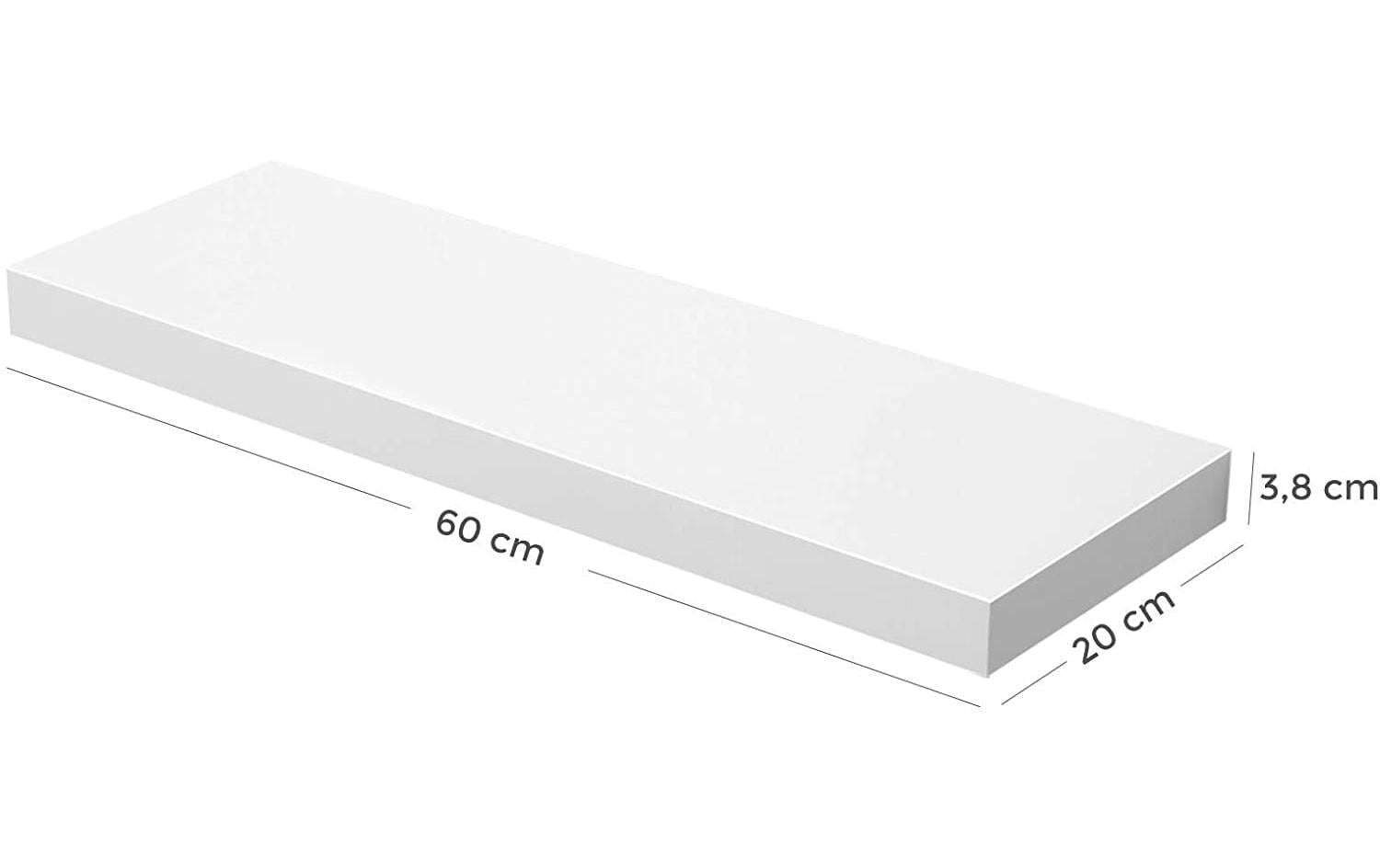 1172454_1 - Mediatech Songmics Wandregal Weiss, Holz 60 x 20 x 3.8 cm, Traglast 10-15kg,