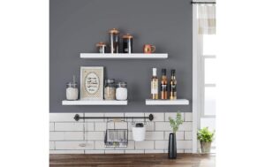 1172454_3 - Mediatech Songmics Wandregal Weiss, Holz 60 x 20 x 3.8 cm, Traglast 10-15kg,