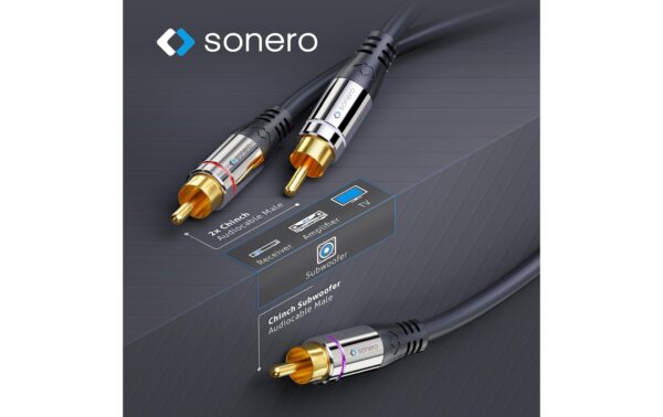 Sonero Cinch auf 2x Cinch Audio Kabel 2.00m, Stecker <-> Stecker