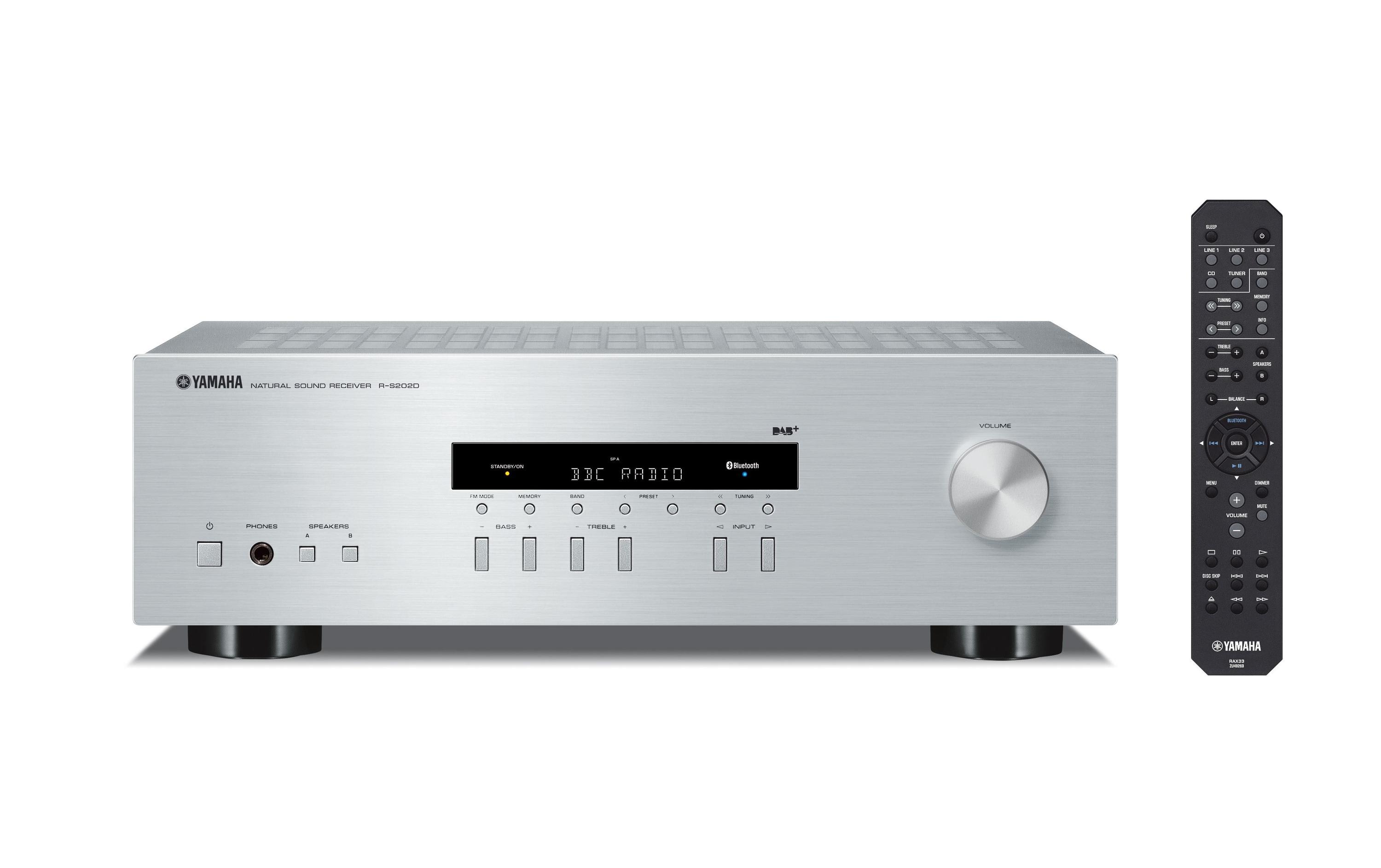 Yamaha R-S202DAB, Stereo Receiver 2x 100Watt RMS, DAB+, Bluetooth, Silber