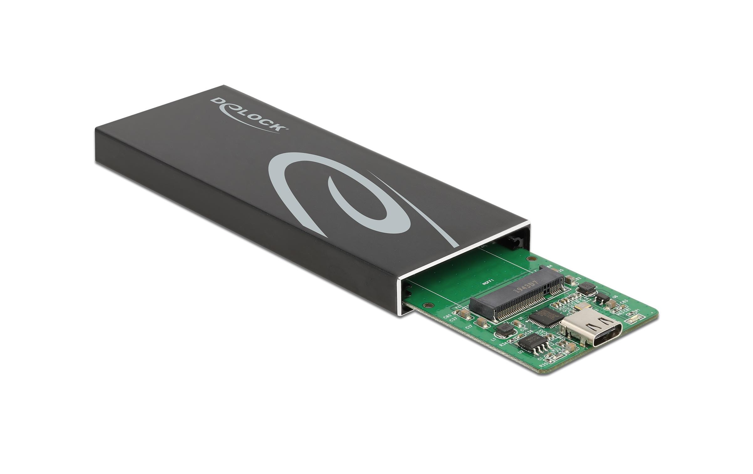 1180587_1 - Mediatech Delock M.2 SATA zu USB.3.2 Gen2 Gehäuse Betrieb von M.2 SSD an USB&TB3 Typ-C 10Gbps