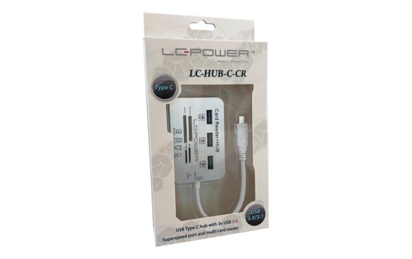 1181012_3 - Mediatech LC Power LC-HUB-C-CR, 3x USB3.0 Hub+CR weiss, 3x USB3.0+ Multi-Kartenleser, Type-C