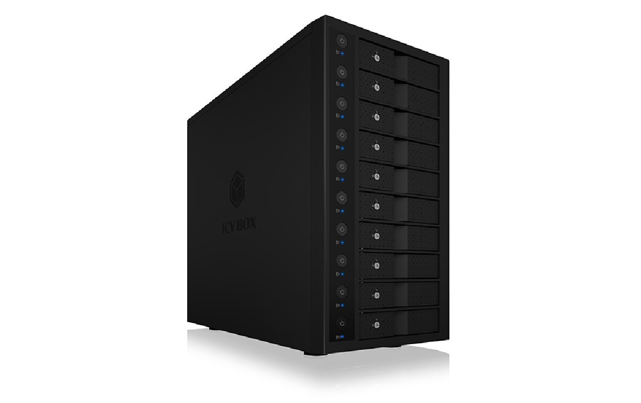 1183665 - Mediatech ICY BOX ext. 10x3.5 Gehäuse IB-3810-C31 schwarz, USB3.1, SATA4,