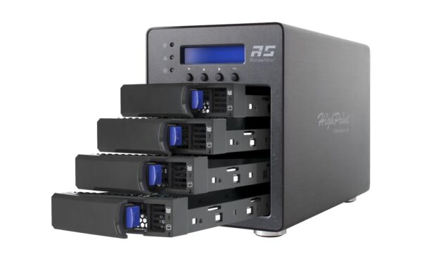Highpoint SSD6540M 4xM.2 NVME RAID-Storage PCI-Ex16, 2xSFF-8644 Kabel, 4-Bay Case