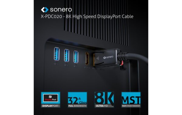 Sonero 8K Displayport Kabel 1.4v 1.00 m, Stecker <-> Stecker, 8K/60Hz