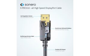 Sonero 4K Displayport Kabel 1.2v 5.00 m, Stecker <-> Stecker, 4K/60Hz