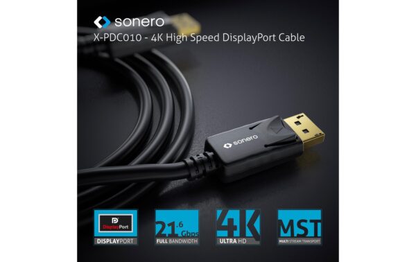 Sonero 4K Displayport Kabel 1.2v 2.00 m, Stecker <-> Stecker, 4K/60Hz