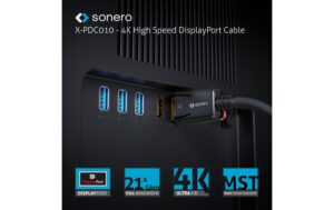 Sonero 4K Displayport Kabel 1.2v 1.50 m, Stecker <-> Stecker, 4K/60Hz