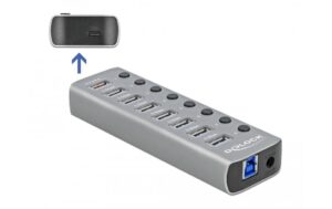 Delock externer USB 3.0 Hub 7-Ports, PD 3.0 mit 7 Schalter, USB-C, PD