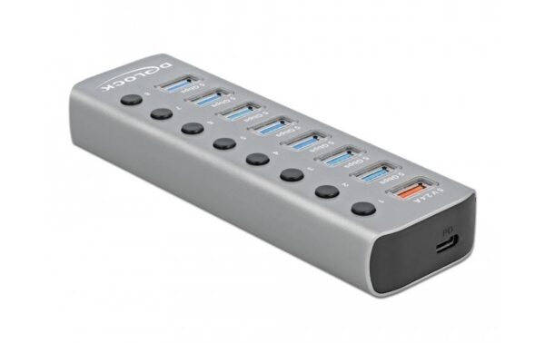Delock externer USB 3.0 Hub 7-Ports, PD 3.0 mit 7 Schalter, USB-C, PD