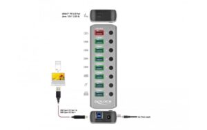 Delock externer USB 3.0 Hub 7-Ports, PD 3.0 mit 7 Schalter, USB-C, PD