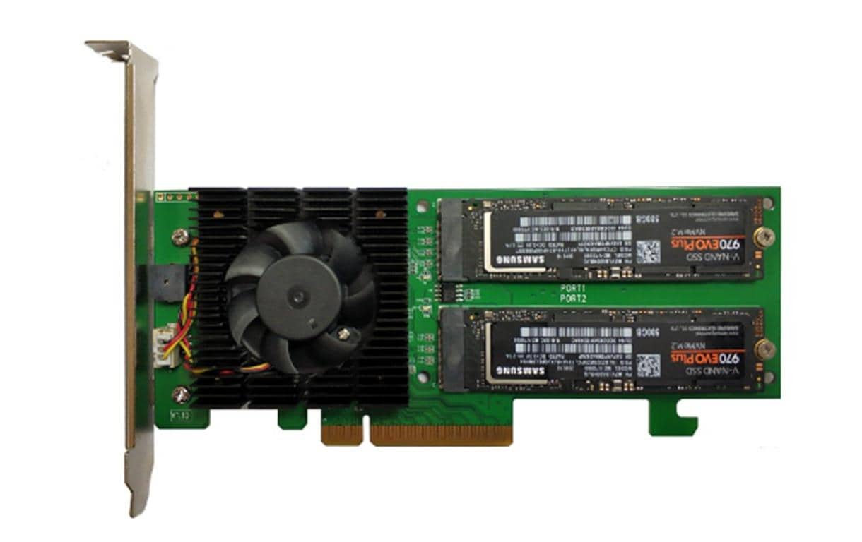 1211957_1 - Mediatech Highpoint SSD7202 RAID-Kontroller, LP 2x M.2 NVMEx4v3, PCI-Ex8, bootable,RAID 0,1
