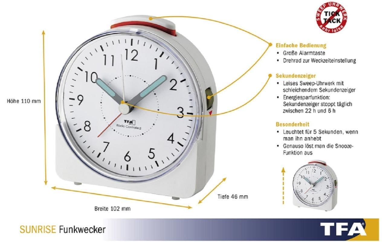 1212596_1 - Mediatech TFA SUNRISE Funk-Wecker ohne Batterie