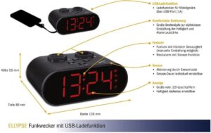 TFA ELLYPSE Funk-Wecker ohne Batterie