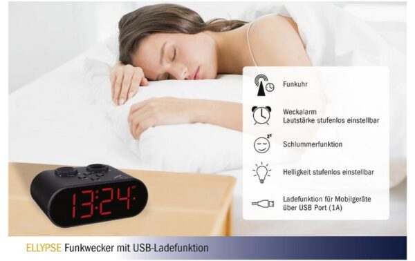 TFA ELLYPSE Funk-Wecker ohne Batterie