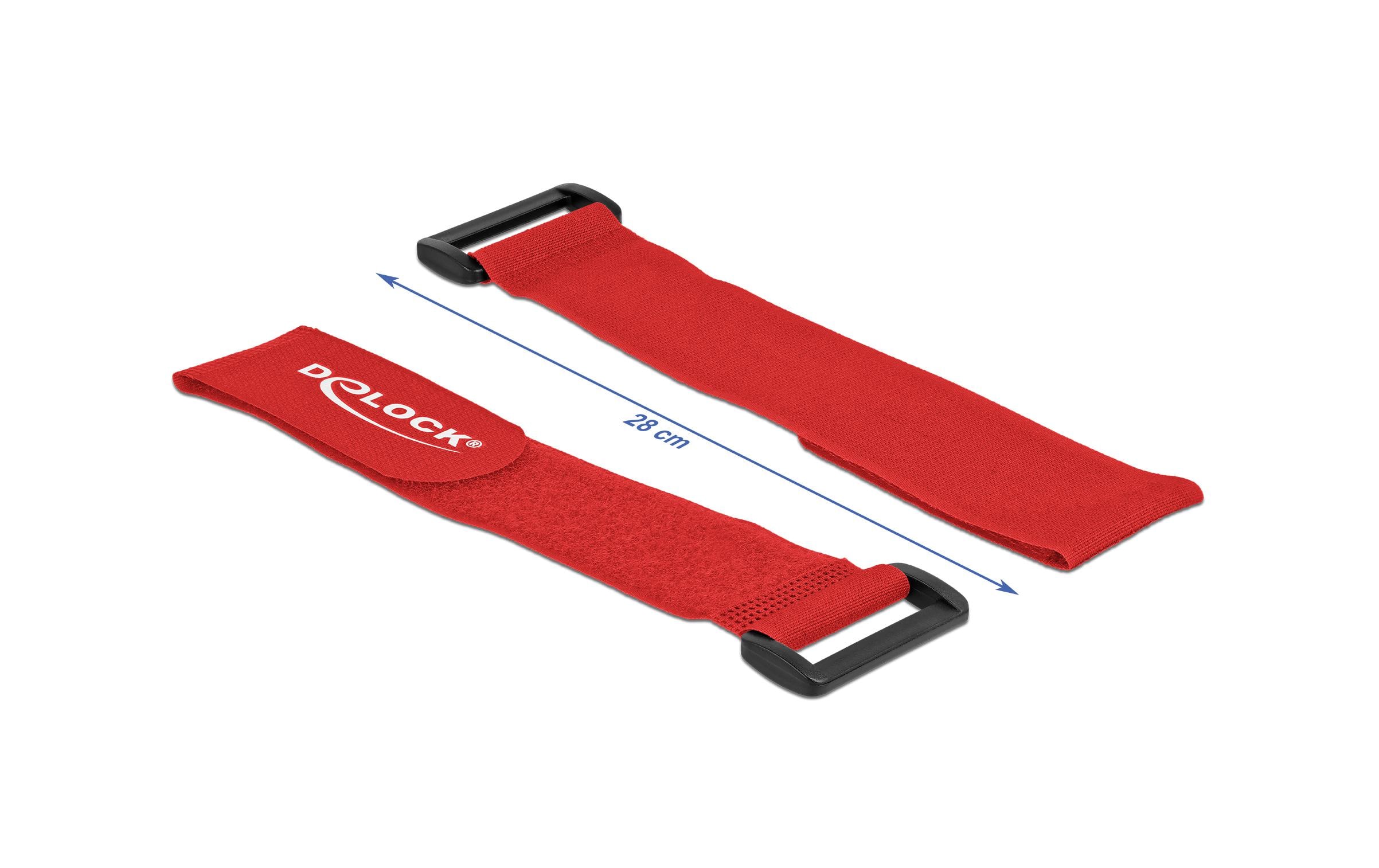 1214434_1 - Mediatech Delock Klett-Kabelbi. 280x38mm mit Schlaufe 3 Stück, Rot