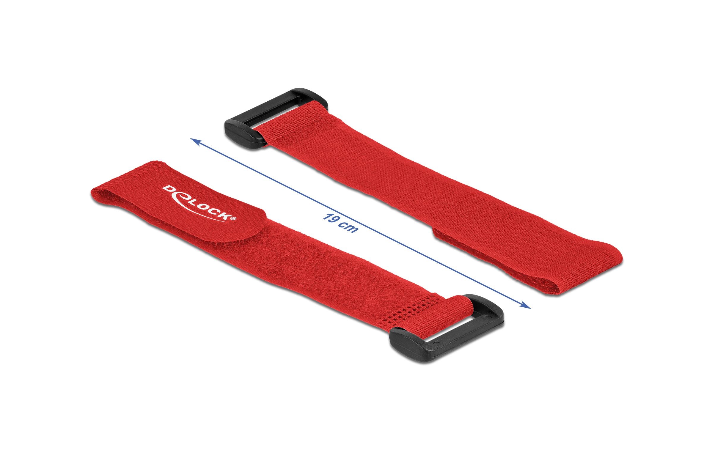1214437_1 - Mediatech Delock Klett-Kabelbi. 190x25mm mit Schlaufe 5 Stück, Rot