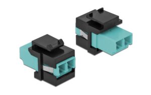 Delock Keystone Modul LC Multimode OM4 Buchse-Buchse, Duplex, Aqua/Schwarz