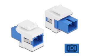 Delock Keystone Modul SC Multimode OM4 Buchse-Buchse, Simplex, Blau/Weiss