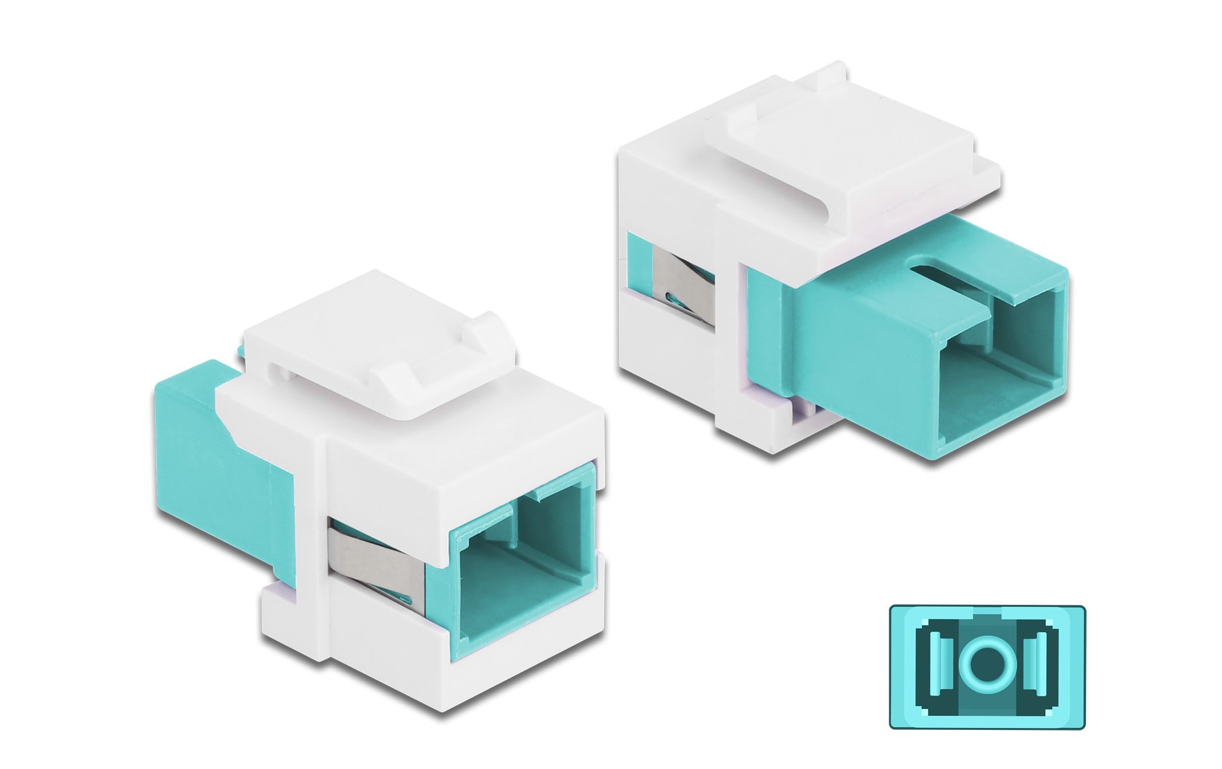 1221823_1 - Mediatech Delock Keystone Modul SC Multimode OM4 Buchse-Buchse, Simplex, Aqua/Weiss