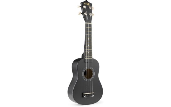 MAX UKEYBL Sopranukulele Sopranukulele, schwarz, Tuner, GigBag,Picks