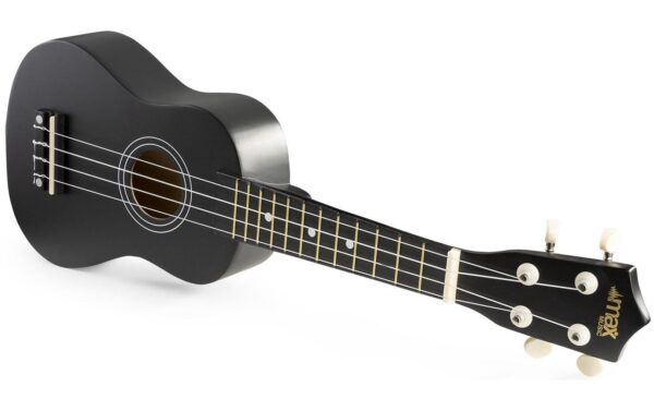 MAX UKEYBL Sopranukulele Sopranukulele, schwarz, Tuner, GigBag,Picks