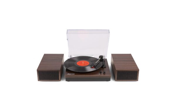 Fenton RP165D Plattenspieler mit Lautsprechern, Holzoptik