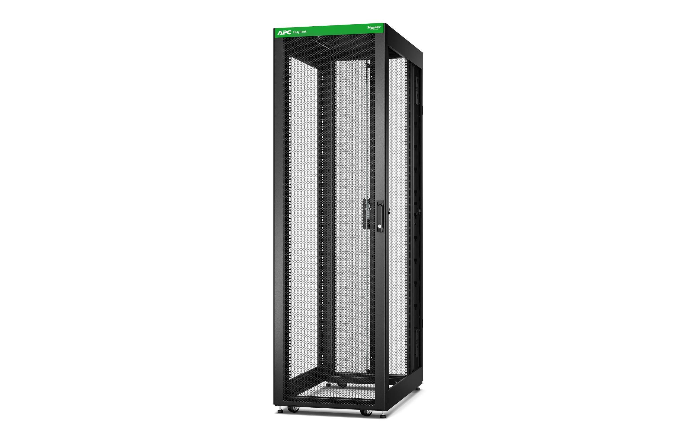 1227705 - Mediatech APC Easy Rack 42HE / 600mm/1000mm, Schwarz mit Dach&Rollen&Füsse, keine Wände&Boden