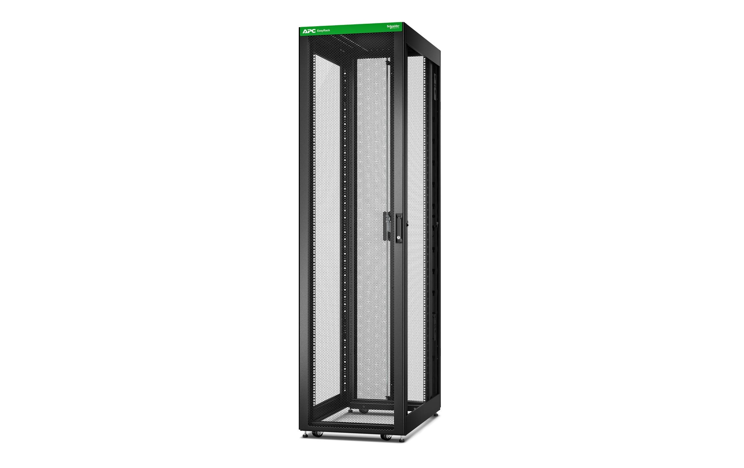 1227710 - Mediatech APC Easy Rack 48HE / 600mm/1000mm, Schwarz mit Dach&Rollen&Füsse, keine Wände&Boden