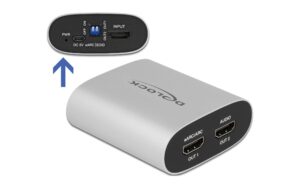Delock HDMI HD Audio Extractor, 4K/60Hz TOSLINK, Cinch, S/PIF, 3.5mm Klinke, eARC