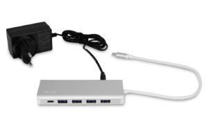 LMP USB-C Hub, 4xUSB-A, 3xUSB-C, Silber Aluminium, Ladefunktion, extern Netzteil