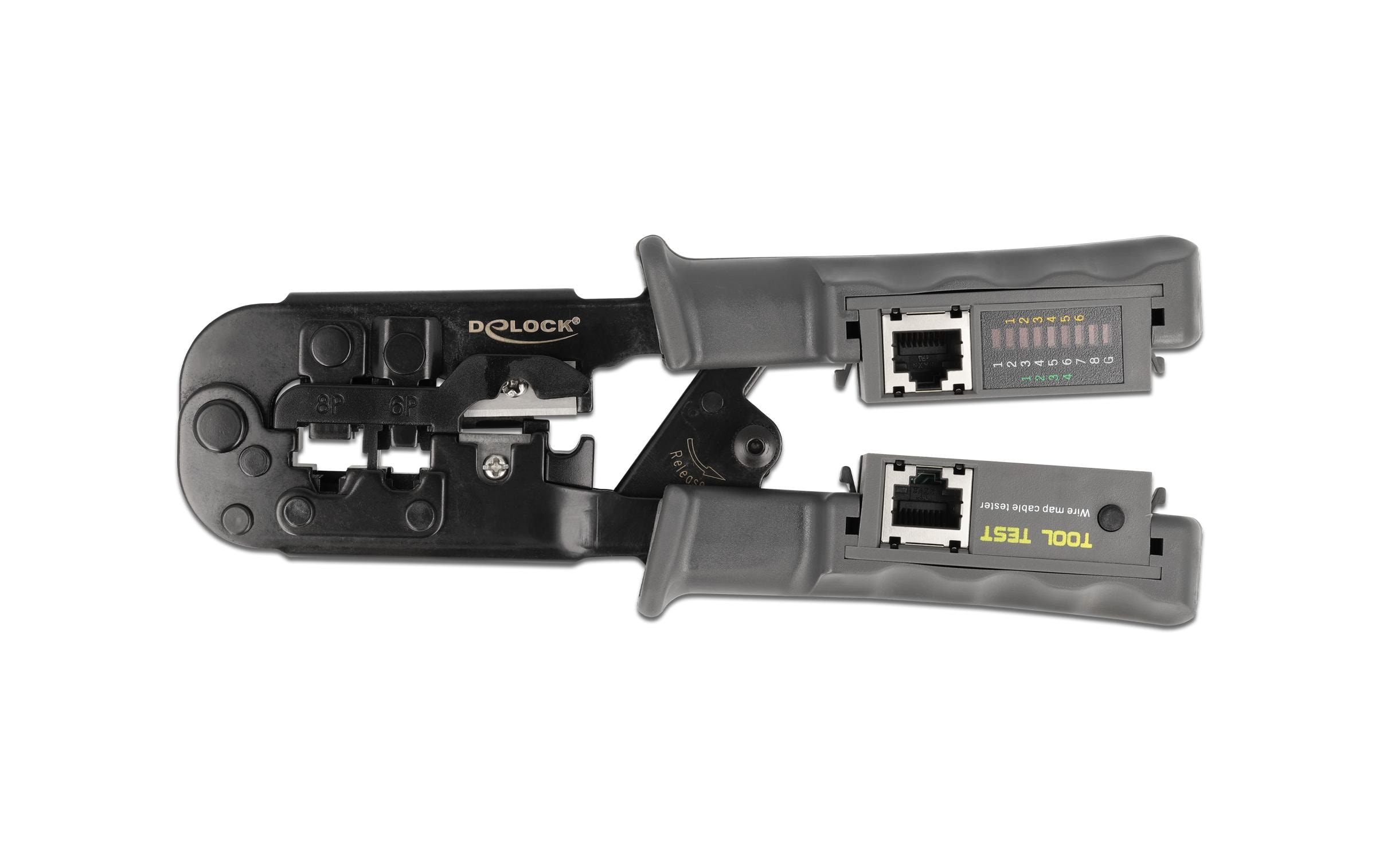 1241635 - Mediatech Delock Crimpzange Abisolierer&Netzwerktest. 8P(RJ45) oder 6P(RJ12/11),4P(RJ10) Stecker