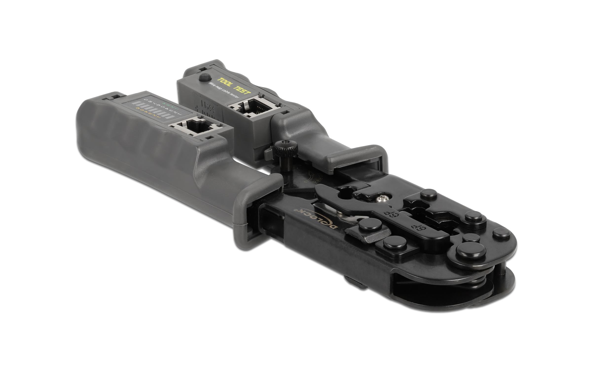 1241635_1 - Mediatech Delock Crimpzange Abisolierer&Netzwerktest. 8P(RJ45) oder 6P(RJ12/11),4P(RJ10) Stecker