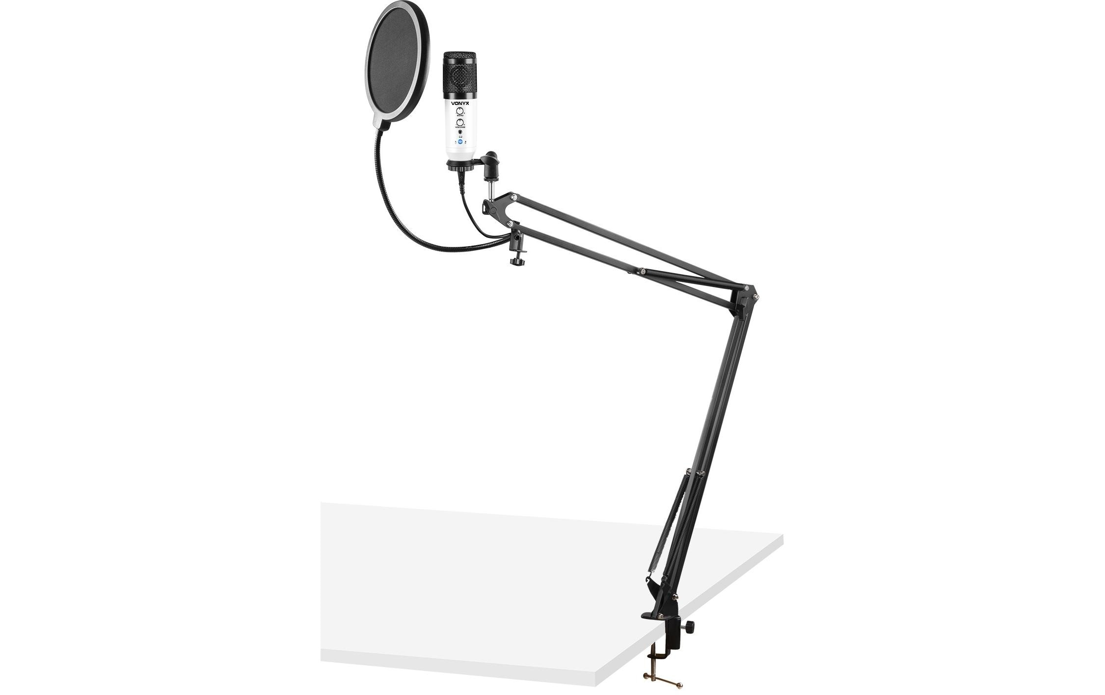 1246078 - Mediatech Vonyx CMS320W USB-Mikrofon, Tischarm, Popfilter, weiss kaufen Schweiz | Mediatech.ch