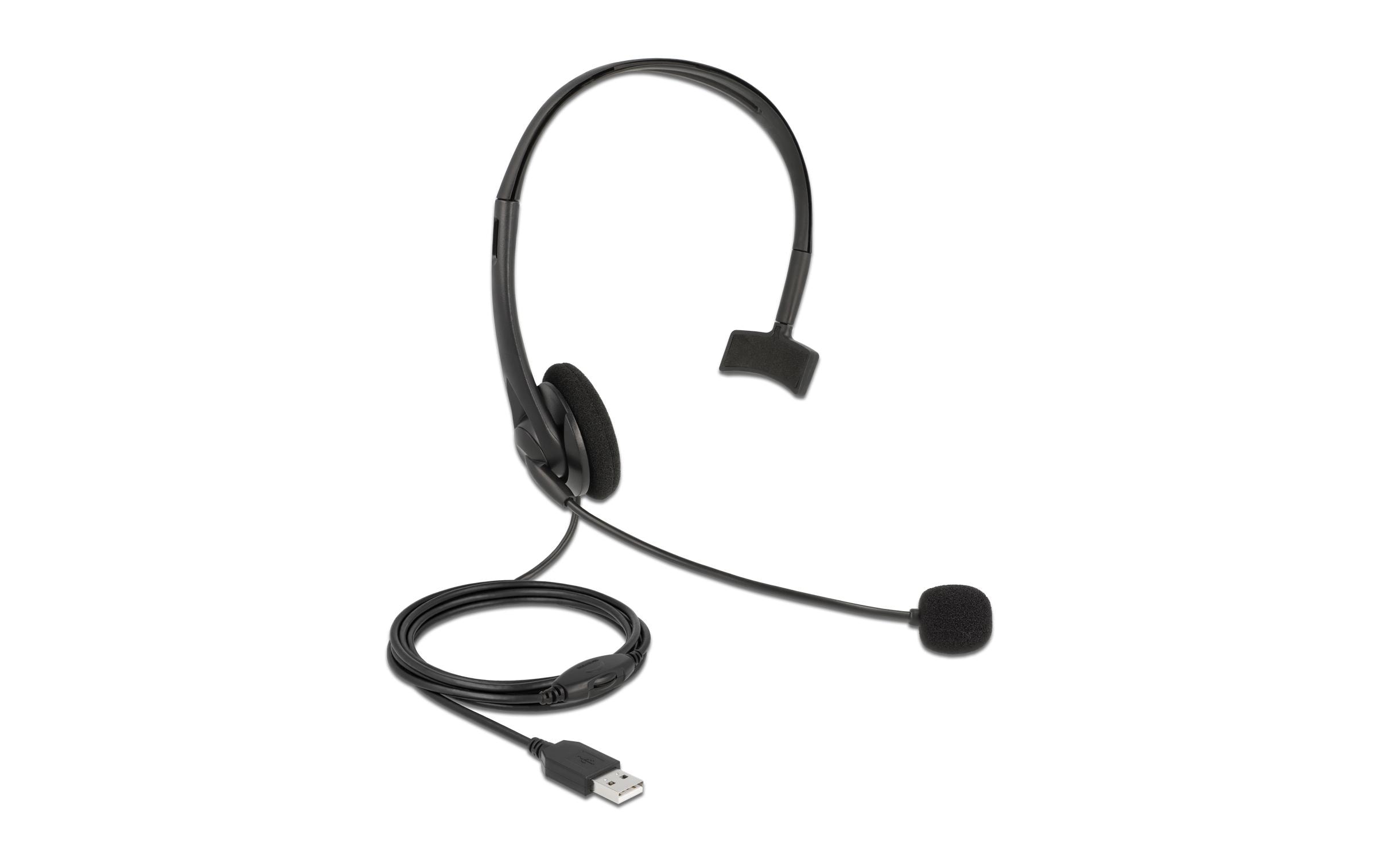 1247953 - Mediatech Delock USB Mono Headset für PC + Notebook Lautstärkeregler, ultraleicht, 2.4m Kabel kaufen Schweiz | Mediatech.ch