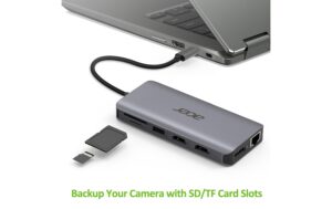Acer Dockingstation USB-C,12-in-1, silver USB, HDMI, DP, SD+TF-Slots, Audio, RJ45