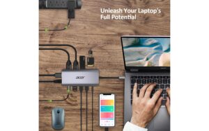 Acer Dockingstation USB-C,12-in-1, silver USB, HDMI, DP, SD+TF-Slots, Audio, RJ45