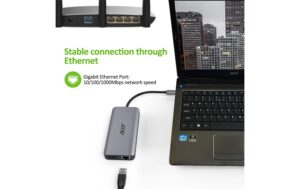 Acer Dockingstation USB-C,12-in-1, silver USB, HDMI, DP, SD+TF-Slots, Audio, RJ45