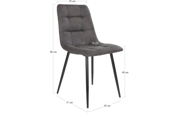 1249573_5 - Mediatech House Nordic Stuhl Middelfart grau 2er Set 2 Stk., Mikrofaser