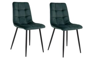 1249575 - Mediatech House Nordic Stuhl Middelfart grün 2er Set 2 Stk., Polyester, Samtoptik
