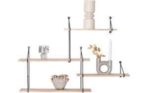 1249661_1 - Mediatech House Nordic Wandregal Harlem mit 4 Ablagen, Edelstahl und Holz
