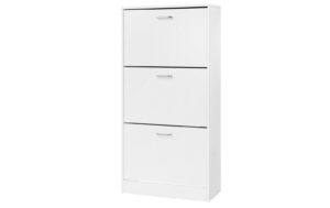 Vasagle Schuhschrank, 3 Klappen, Weiss 60 x 120 x 24 cm (BxHxT), Holzspanplatte