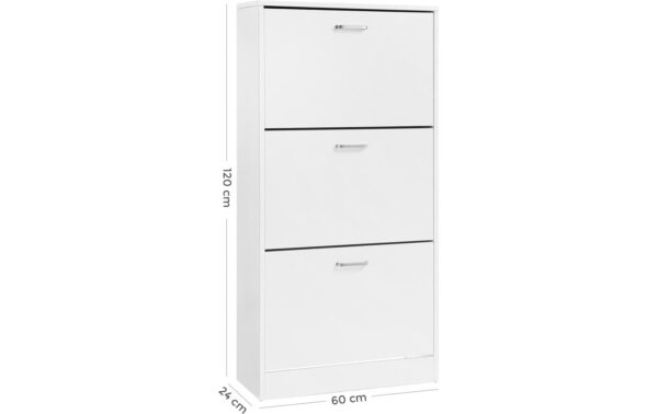 Vasagle Schuhschrank, 3 Klappen, Weiss 60 x 120 x 24 cm (BxHxT), Holzspanplatte