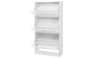 Vasagle Schuhschrank, 3 Klappen, Weiss 60 x 120 x 24 cm (BxHxT), Holzspanplatte