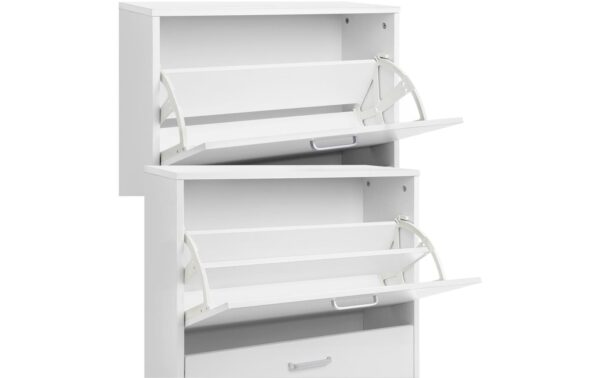 Vasagle Schuhschrank, 3 Klappen, Weiss 60 x 120 x 24 cm (BxHxT), Holzspanplatte