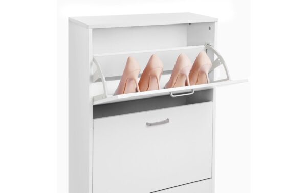 Vasagle Schuhschrank, 3 Klappen, Weiss 60 x 120 x 24 cm (BxHxT), Holzspanplatte