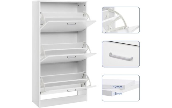 Vasagle Schuhschrank, 3 Klappen, Weiss 60 x 120 x 24 cm (BxHxT), Holzspanplatte