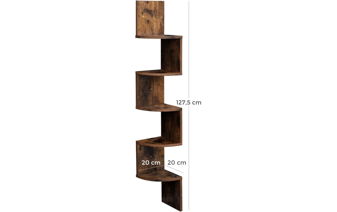 1251492_1 - Mediatech Vasagle Eckregal, Holzoptik, Braun 20x20x127.5 cm (LxBxH), pro Ablage 15kg